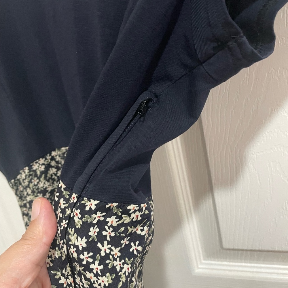 Navy blue and floral skirt dress size 6 Jonathan Martin - Picture 4 of 5